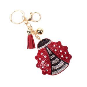 Ladybug Tassel Bling Faux Suede Stuffed Pillow Key Chain Handbag Charm